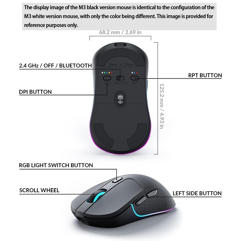 Keychron M3 Wireless Mouse, PAW3395 Sensor with Programmable Macro Button