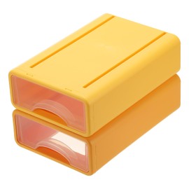 PATIKIL Desk Organizer with Drawers Stackable Storage Desktop Organization with Compartments for Office, Makeup, Pencils, Tape, Erasers, 2Pcs, Orange/Yellow