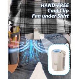 Portable Waist Fan, Cool Clip Fan Under Shirt with 25H Battery Life, Belt Rechargeable 4 Speed 6600RPM Personal Cool Clip on Fan for Ourdoor Work Fishing Hiking
