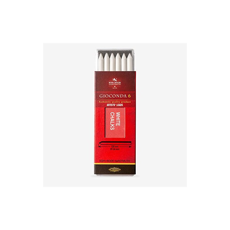 Koh-I-Noor : 5.6 mm Lead: 6 x White Drawing Chalks
