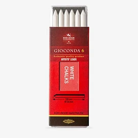 Koh-I-Noor : 5.6 mm Lead: 6 x White Drawing Chalks 120 mm Long 4371