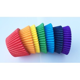 Holly Cupcakes 84 Excellent Quality Muffin Rainbow Cases- 12 Red, Orange, Yellow, Green, Blue, Pink and Purple