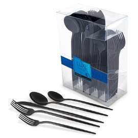 Dining Collection Gold Cutlery Set - 40 Count – Combo Pack of Disposable Soup Spoons, Teaspoons, Salad Forks, Dinner Forks, Knives – Parties & Events