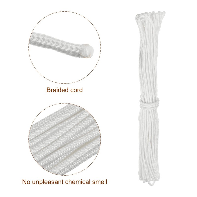 sourcing map 65Ft 1/4 Inch (6mm) Polypropylene Rope, Diamond Braided