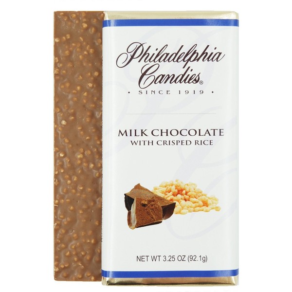 Philadelphia Candies Milk Chocolate with Crisped Rice Bar, 3.25-Ounce Packages (Pack of 12)