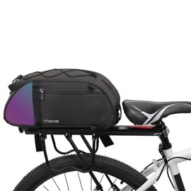 MOSISO Bike Rack Bag with Dazzle Tail, Waterproof Bike Rear Rack bag Bicycle Trunk Bag, Mountain Bike Rear Seat Bag Bicycle Storage Saddle Shoulder Bag Cycling Luggage Bag with Shoulder Strap, Black