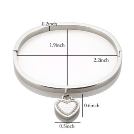 Women’s Gold Bangle Bracelet, Heart Charn Bangles Bracelets for Women 18K Gold Plated Dainty Thin Small Stacking Dangling Bangles with CZ Simulated Diamond 6.5” (gold) (silver)