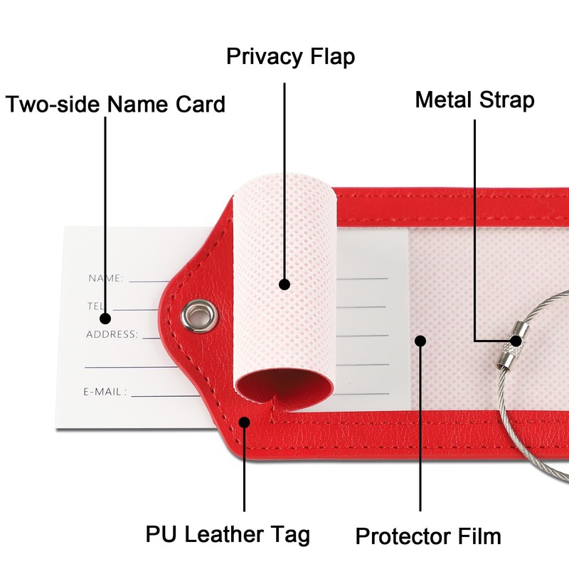 3 Pack Luggage Tags,Anyos Premium PU Travel Bag Labels Suitcase