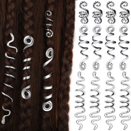 12 Pcs Braid Hair Accessories Celtic Hair Jewelry Alloy Dreadlock Loc Coil Jewel Snake Hair Clips for Women (Silver, Vintage Style)