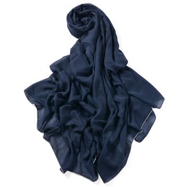 Miobo XXL Women's Stole Scarf Plain Colour 220 x 140 cm in Various Colours Viscose, blue-black