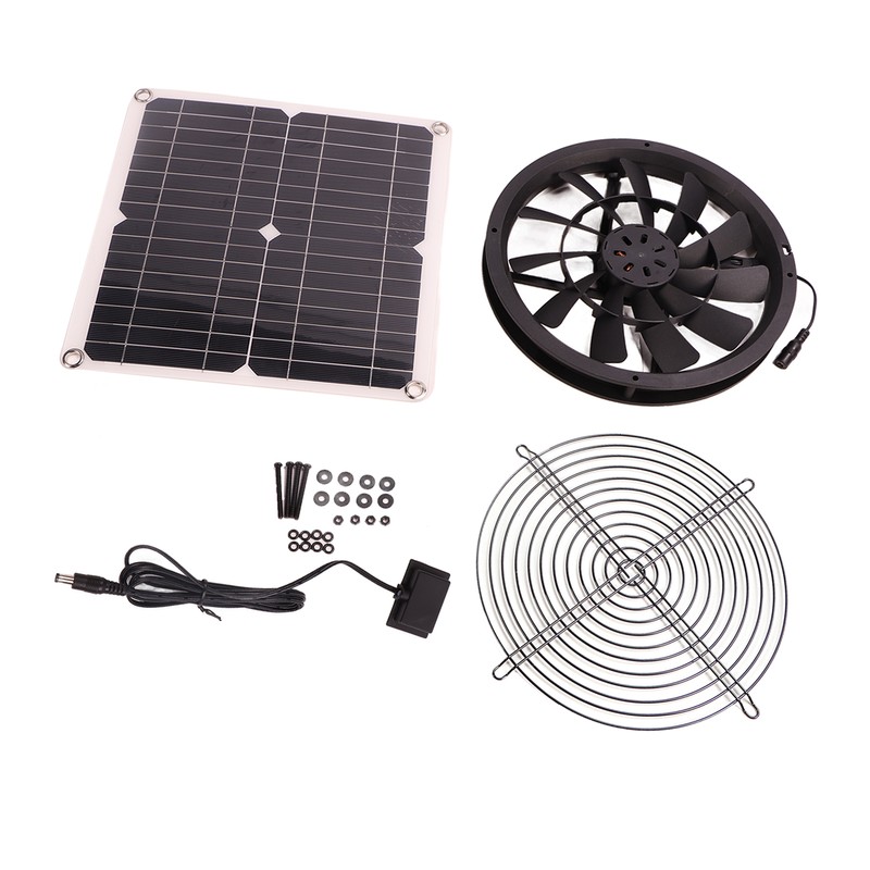 18V 12W Solar Exhaust Fan Kit Waterproof DC Brushless Round