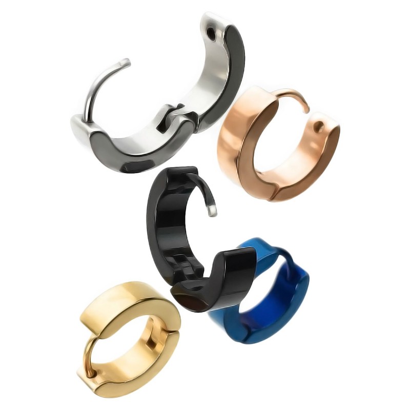 Five Ships DO8U Hoop Earrings, Simple Ring, Titanium, Set of