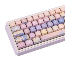 COOMICKEY PBT Keycaps 130 Keys, Dye Sublimation PBT Custom Keycap Set, Gradient Oil Painted Keycaps, MOA Profile Keyboard Keycap for Cherry Gateron MX Switches Mechanical Keyboard