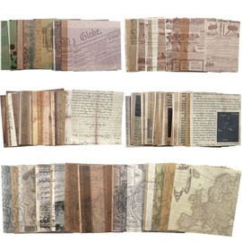 Gnognauq 300 Pcs Vintage Scrapbook DIY Material Paper Pack News Paper Letter Decorative Antique Retro Natural Collection Art Craft Diary Journal Embellishment Supplies