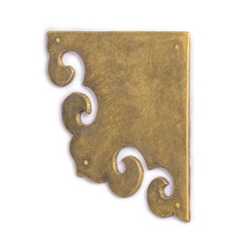 Brass Curled Box Corner Plate – Set of 2, 3.3", by Hardware Philosophy