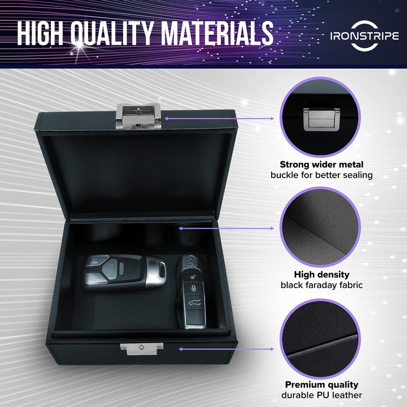 Ironstripe Faraday Box for Car Keys and Faraday Pouch for