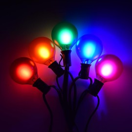 Hometown Evolution, Inc. G50 2" LED Assorted Colored Outdoor Globe String Lights (Black Wire, 50 ft)