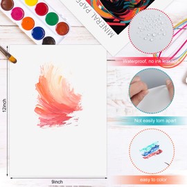 MotiMind 30 Sheets Mineral Paper for Artists 9 x 12 Inches (192gsm) Unbound White Karst Stone Paper Sheets for Watercolor, Alcohol Ink, Alcohol Ink Markers