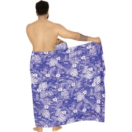HAPPY BAY Men's Sarong Swim Beach Cover Ups Wraps One Size Tropical Royal