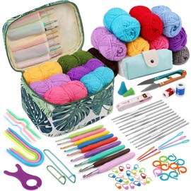 Doxiru 87 Pieces Crochet Hook Set, Crochet Set for Beginners, 0.6mm-6.5mm Ergonomic Crochet Hook Set, Crochet Hook and Yarn Knitting Accessories with Crochet Bag