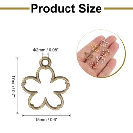 uxcell 30Pcs Alloy Open Bezel Pendants, Flower Open Back Hollow Frame Pendant Geometric for Resin Jewelry Making Earrings Necklace Bracelet DIY, Ancient Bronze