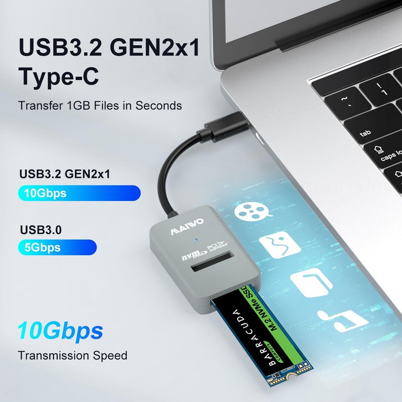 MAIWO M.2 NVMe to USB Adapter, USB C PCIe NVMe