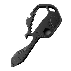 Ruiyuan 24-in-1 Multitool Key Tool Portable Multi Key Shaped Tool Stainless Steel Key Chain Tool Pocket Keychain Hand Tool Outdoor Camping Key Ring with Bottle Opener Box Cutter Mini Wrench (Black)