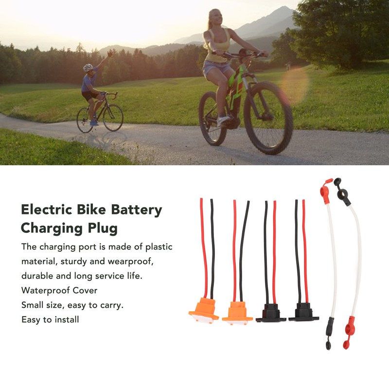 Electric Bike Charging Port Socket with Waterproof Cover Cable Connector