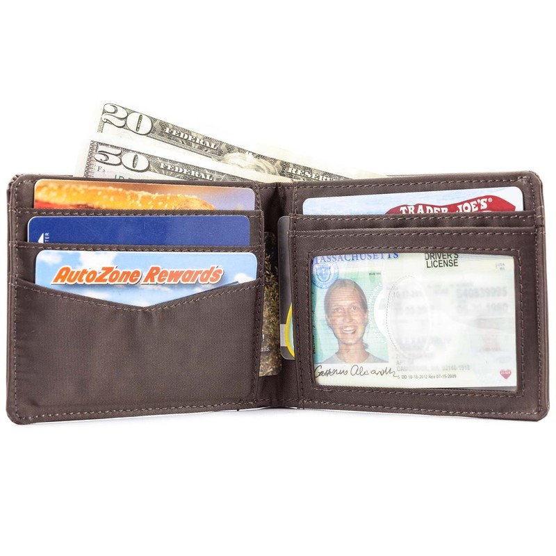 Big Skinny Men's Slimline Leather Bi-Fold Slim Wallet, Holds Up