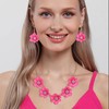Ever Faith Hot Pink Flower Necklace for Women, Summer Boho