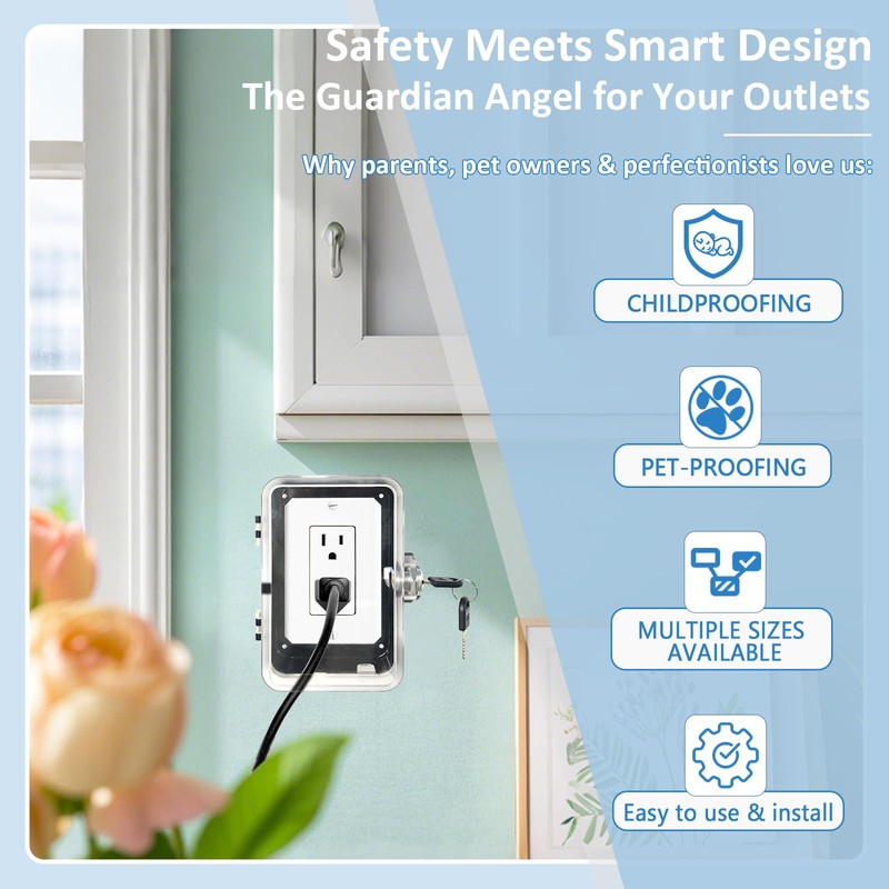 PILISPARK Child Proof Outlet Lock Box with 2 Durable Keys