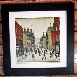 Greetingles Lowry-Style 12"/31cm Square Framed Print. Beautiful Black Ash Frame (Lowry, Chester)