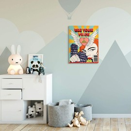 Stupell Industries Use Your Voice Inspirational Quote Feminist Pop, Designed by Sangita Bachelet Wall Art, 24x30, Canvas