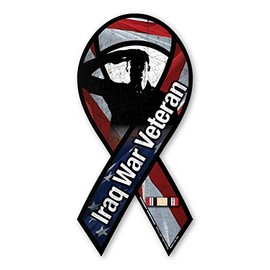 Iraq War Veteran Salute Ribbon Magnet by Magnet America Is 8" x 3.875" Made for Vehicles and Refrigerators