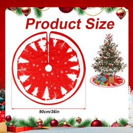 Christmas Tree Skirt, 35.43in Cloth Skirt Clearance for Christmas Tree Decor Snowflakes Trees Pattern Christmas Tree Mat for Under Tree Christmas Tree Accessories for Decorations (Red)