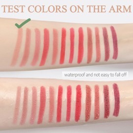 Matte Nude Lip Liner And Lipstick Set With Built-in Sharpener, Highly Pigmented, Waterproof, All-Day Wear. Smooth And Creamy 2-In-1 Lip Crayon Pen For Women