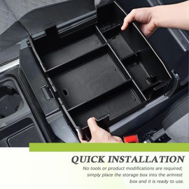 HGWEI Center Console Organizer Compatible with 2023-2026 Ford F250 F350 F450 Accessories, Interior Middle Armrest Storage Box Compartment Insert Tray (Full Console w/Bucket Seats ONLY), Black