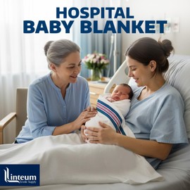 Linteum Textile Supply Hospital Receiving Blankets for Newborns – 100% Cotton, 30x40 in, White w/Teal & Pink Stripes – Classic Swaddle Wraps for Babies – 12-Pack