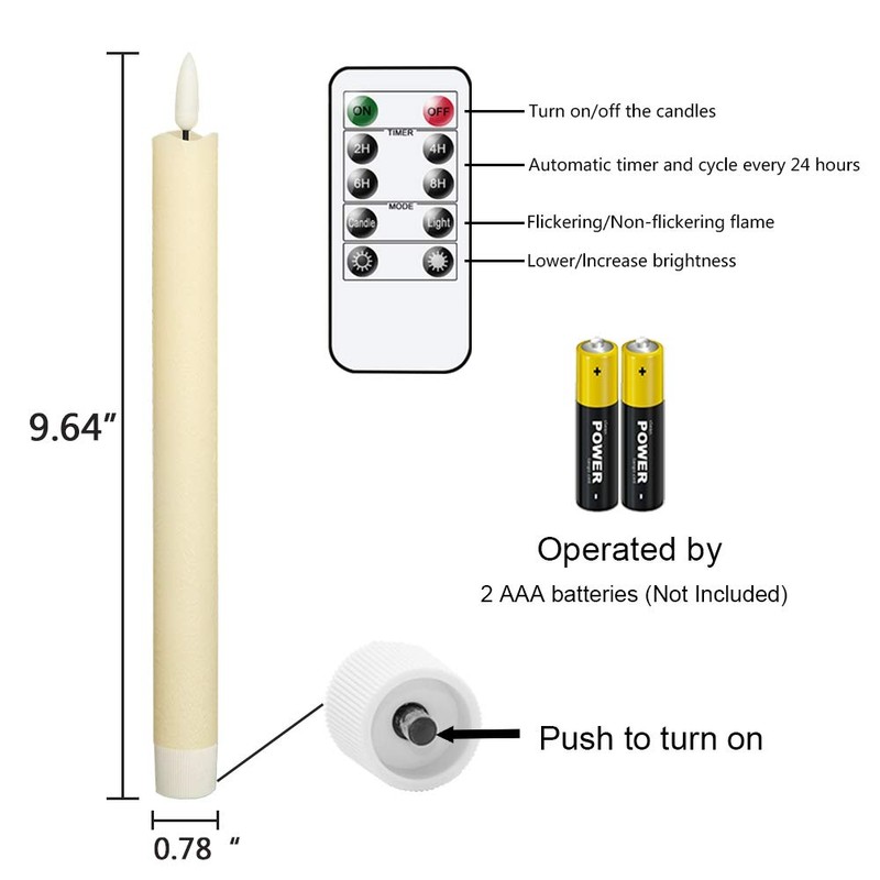 GenSwin LED Taper Candles Flickering with Remote Timer, Battery Operated