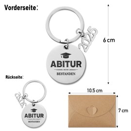 COLOFALLA Abitur Keyring Double-Sided Graduation Gift Graduation Passed Gift Graduation 2024 Gift with Envelope for Passed Students, a