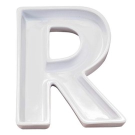 Ivy Lane Design Ceramic Love Letter Dish, Letter R, White