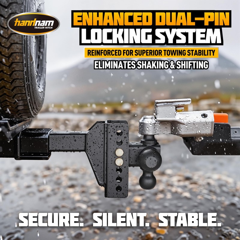Adjustable Trailer Hitch Ball Mount with 6" Drop/Rise Fits 2"
