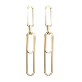 MALOYANVE Paperclip Earrings for Woman Exaggerated Long Punk Cool Gold Silver Plated Interlocking Punk Geometric Drop Dangle Pin Earrings Minimalist Retro Link Chain Hoop Earrings (Gold)