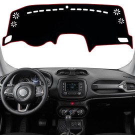 KEEGTBOX - Funda de salpicadero para salpicadero interior compatible con Jeep Renegade SUV Sport Latitude Limited Trailhawk 2015-2022, protector de rayos UV con reflejos (ribete rojo)