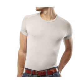 Mr. Davis Men's Bamboo Viscose Tailored Cut Crew Neck Undershirt - Stylish Crew Neck Men's Undershirts, with Stretch Fabric for a, Tone, Medium
