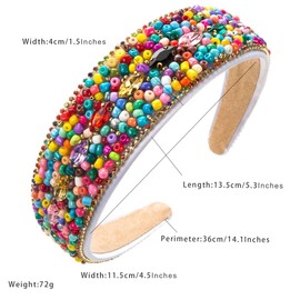scicent Hair Bands for Girls Wide Beaded Headbands for Birthday Decorations Crystal Head Bands for Ladies Padded Hairbands Party Hair Accessories Elegant Head Hoops - 26021