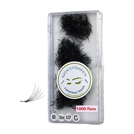 6D - 0.07 C and D Curl 1000 Premade volume fans loose Fans, Handmade eyelash extensions supplies Russian volume lash promade fan (6D - 0.07 - Curl D, 15mm)