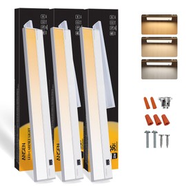 Ansen 3Packs of Under Cabinet Lights for Kitchen, 36in 22W 1426LM, Dimmable Hardwire Led Light for Closet, CRI>92, R9>90, 3 Color Temperature, 3000K/4000K/5000K(Warm White, Cool White, Daylight)