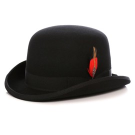 Ferrecci Derby Bowler Hat 100% Australian Wool | Dress Hats for Men | Mens Derby Hat Black