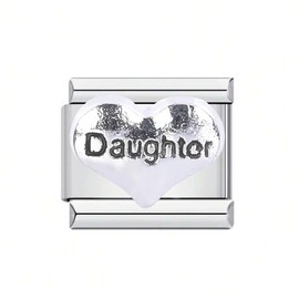 M&S Mum Dad Niece Sister Aunt Family Football Star Moon Stainless Steel 9mm Italian Link Charm Compatible With Nomination Bracelet (Daughter Love You Heart)